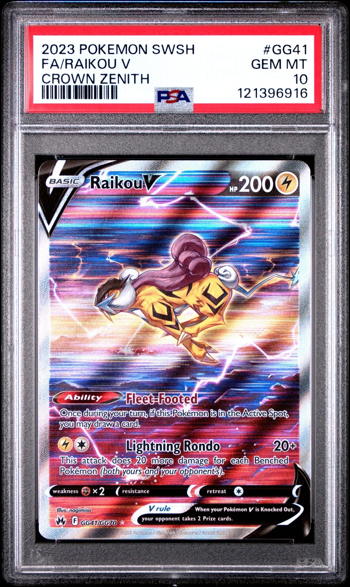 Pokemon: Raikou V – Crown Zenith Full Art GG41 – PSA 10 Graded Pokemon | sold by Rock Solid TCG Trading1