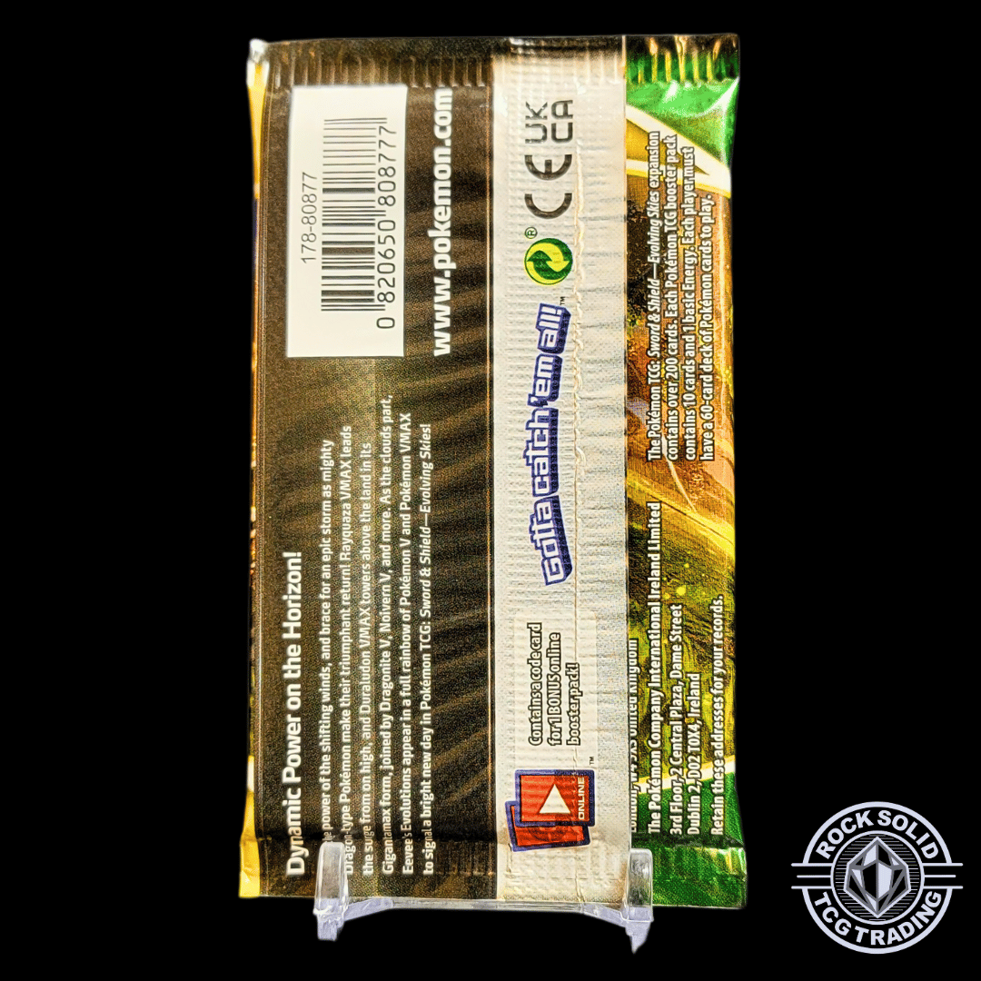 Pokemon Evolving Skies Booster Pack Booster Pack Back image sold by Rock Solid TCG Trading