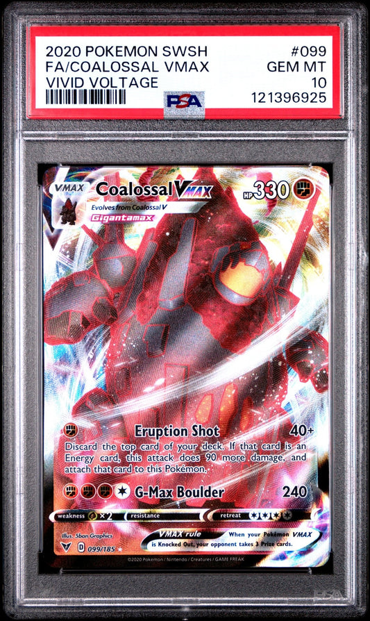 Pokemon: Coalossal VMAX – Vivid Voltage 099 – PSA 10 Graded Pokemon | sold by Rock Solid TCG Trading1