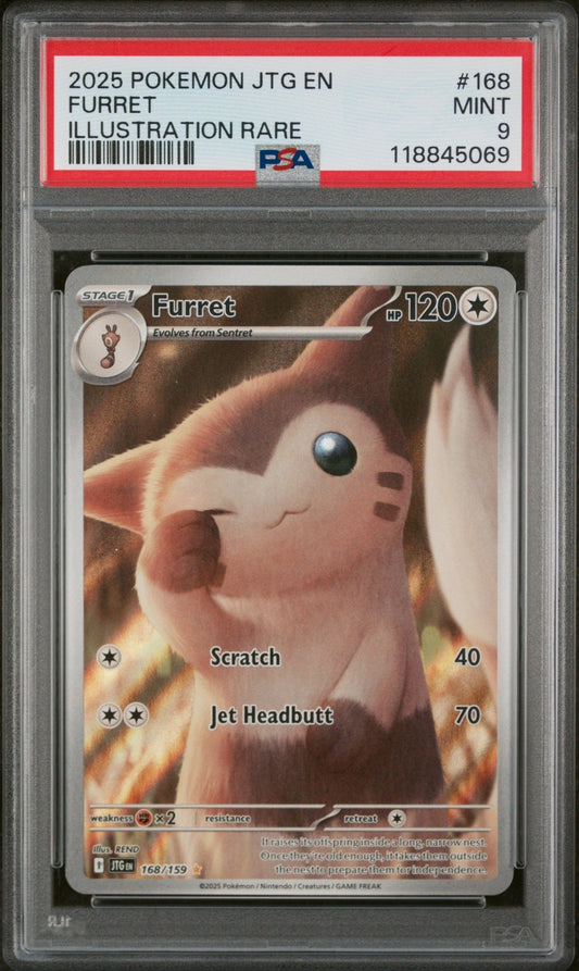 Pokemon: Furret Illustration Rare 168 – 2025 Journey Together Pokémon Card (PSA 9) Graded Pokemon | sold by Rock Solid TCG Trading1