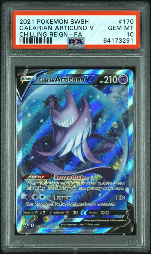 Pokemon: Galarian Articuno V Full Art 170 – 2021 Chilling Reign Pokémon Card (PSA 10) Graded Pokemon | sold by Rock Solid TCG Trading1