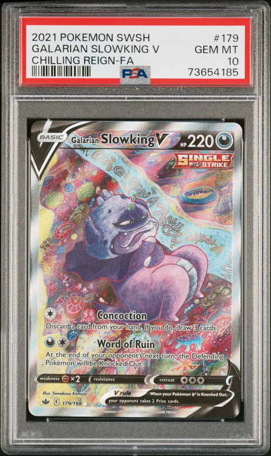 Pokemon: Galarian Slowking V Full Art 179 – 2021 Chilling Reign Pokémon Card (PSA 10) Graded Pokemon | sold by Rock Solid TCG Trading1