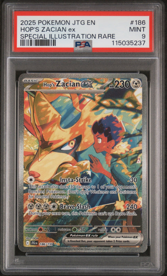 Pokemon: Hop’s Zacian ex 186 – 2025 Journey Together Special Illustration Rare (PSA 9) Graded Pokemon | sold by Rock Solid TCG Trading1