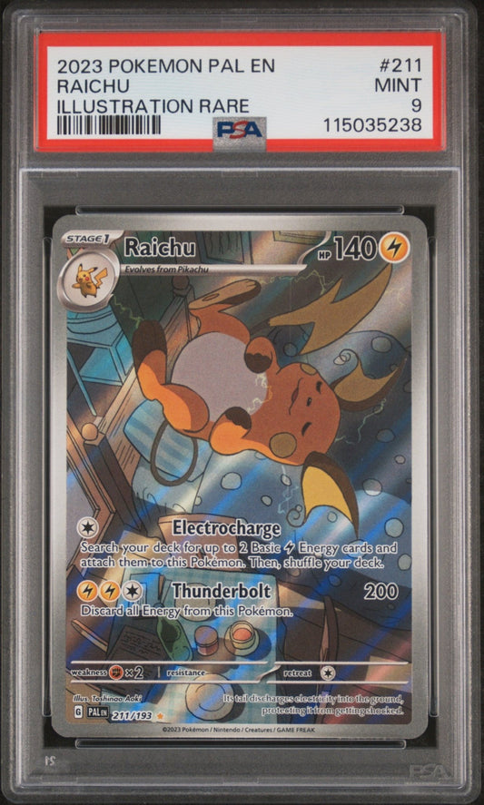 Pokemon: Raichu Illustration Rare 211 – 2023 Paldea Evolved Pokémon Card (PSA 9) Graded Pokemon | sold by Rock Solid TCG Trading1
