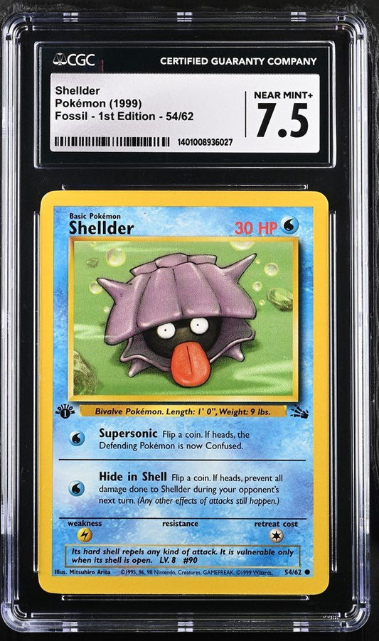 Pokemon: Shellder 1st Edition 54/62 – Fossil Set 1999 Pokémon Card - CGC 7.5 Graded Pokemon | sold by Rock Solid TCG Trading1