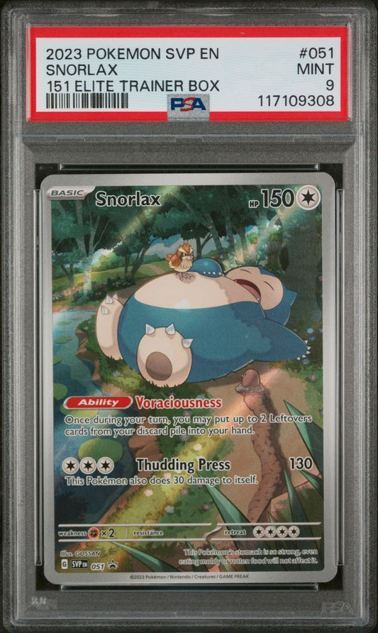 Pokemon: Snorlax Promo SVP051 – 2023 Pokémon 151 Elite Trainer Box (PSA 9) Graded Pokemon | sold by Rock Solid TCG Trading1