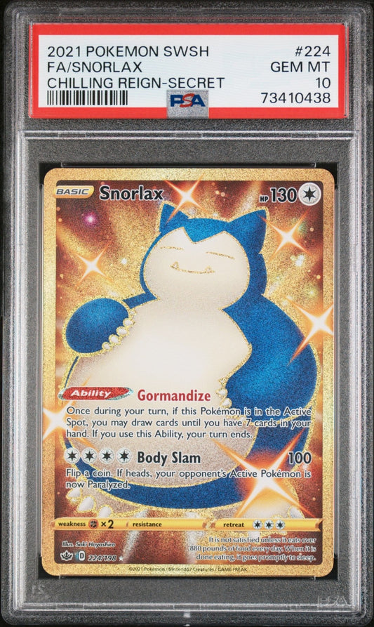 Pokemon: Snorlax Secret Rare 224 – 2021 Chilling Reign Pokémon Card (PSA 10) Graded Pokemon | sold by Rock Solid TCG Trading1