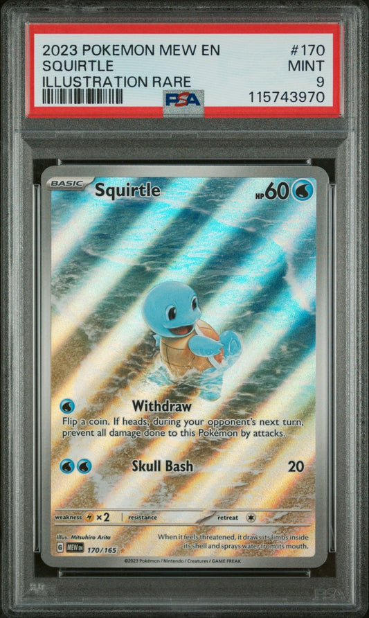 Pokemon: Squirtle Illustration Rare 170 – 2023 Pokémon 151 Mew EN (PSA 9) Graded Pokemon | sold by Rock Solid TCG Trading1