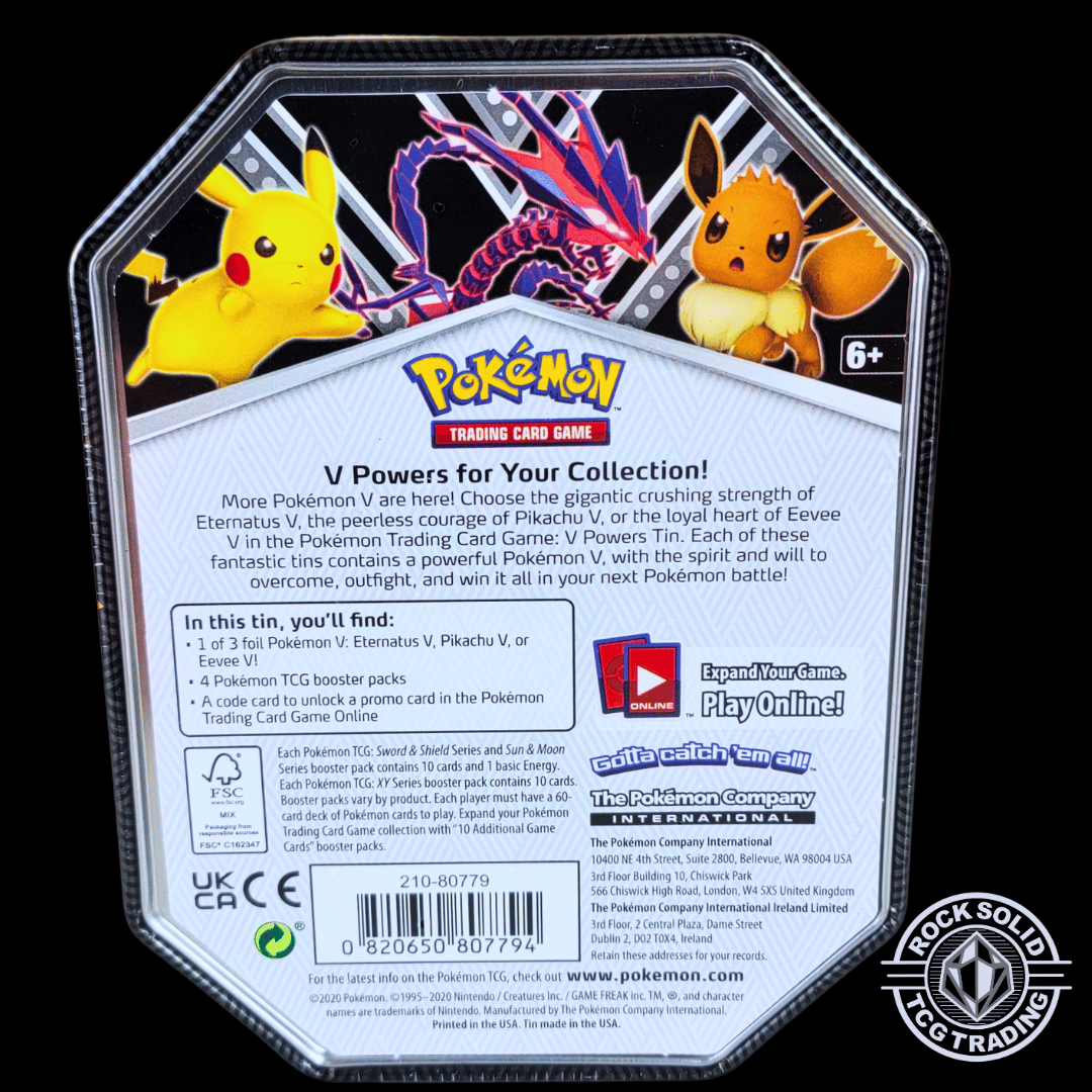 Pokemon: V Powers Tin [Pikachu V] (International Version) Tin | sold by Rock Solid TCG Trading
