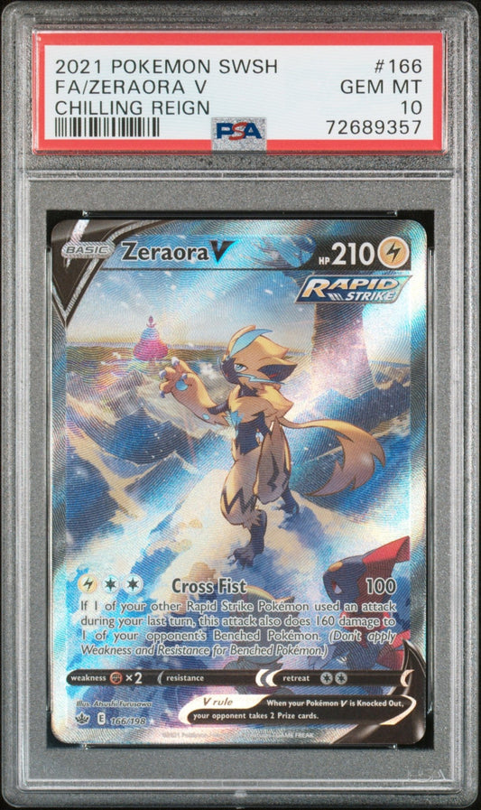 Pokemon: Zeraora V Full Art 166 – 2021 Chilling Reign Pokémon Card (PSA 10) Graded Pokemon | sold by Rock Solid TCG Trading1